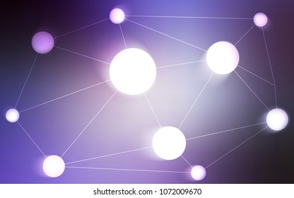 Light Purple vector template with circles, triangles. Glitter abstract illustration with connection of triangle structure. Pattern can be used for beautiful websites.