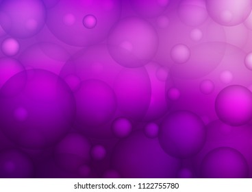 Light Purple vector template with circles. Glitter abstract illustration with blurred drops of rain. The pattern can be used for aqua ad, booklets.