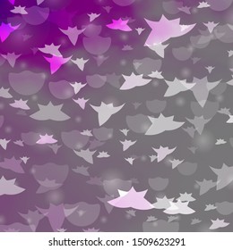 Light Purple vector template with circles, stars. Abstract illustration with colorful spots, stars. Design for wallpaper, fabric makers.