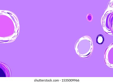 Light Purple vector template with circles. Glitter abstract illustration with blurred drops of rain. Pattern for futuristic ad, booklets.
