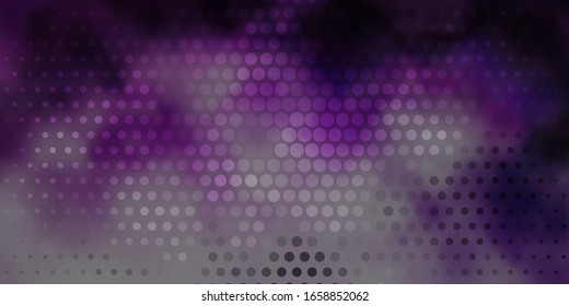 Plantilla vectorial púrpura clara con círculos. Ilustración con un conjunto de esferas abstractas de colores brillantes. Diseño para afiches, pancartas.