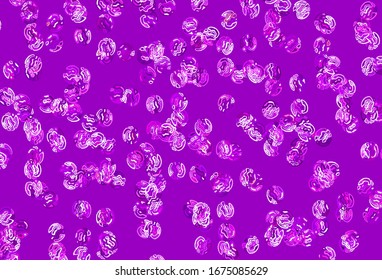 Plantilla vectorial púrpura clara con círculos. Ilustración abstracta brillante con gotas borrosas de lluvia. Diseño para su anuncio comercial.
