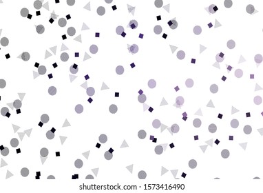 Light Purple vector template with crystals, circles, squares. Glitter abstract illustration with spheres, squares, lines. Pattern for booklets, leaflets