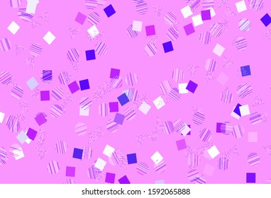 Light Purple vector template with crystals, circles, squares. Circles, lines, rhombus with colorful gradient. Best design for poster, banner.