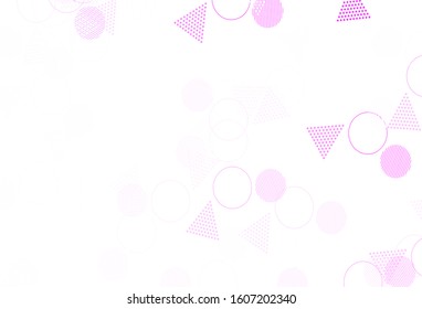 Light Purple vector template with crystals, circles. Beautiful illustration with circles, triangles in nature style. Smart design for your adverts.