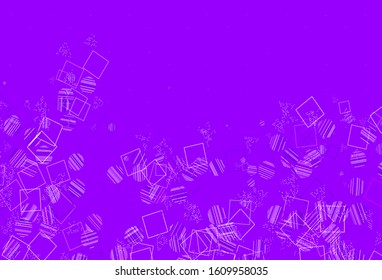 Light Purple vector template with crystals, circles, squares. Illustration with set of colorful circles, triangles, squares. Template for wallpapers.