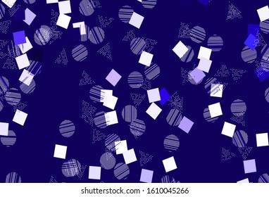 Light Purple vector template with crystals, circles, squares. Decorative design in abstract style with lines, dots, cubes. Modern template for landing page.