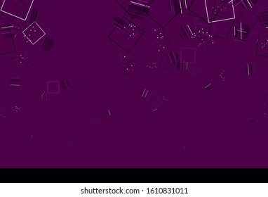 Light Purple vector template with crystals, circles, squares. Illustration with set of colorful circles, triangles, squares. Pattern for booklets, leaflets