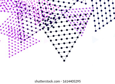 Light Purple vector template with crystals, circles. Glitter abstract illustration with spheres, triangular lines. Pattern for booklets, leaflets