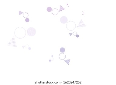 Light Purple vector template with crystals, circles. Decorative design in abstract style with lines, dots. Best design for poster, banner.