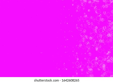 Light Purple vector template with crystals, circles, squares. Glitter abstract illustration with spheres, squares, lines. Pattern for commercials.