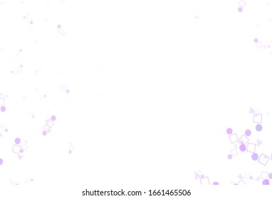 Light Purple vector template with crystals, circles, squares. Illustration with colorful circles, triangles, rectangles. Modern template for landing page.