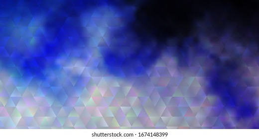 Light Purple vector template with crystals, triangles. Illustration with set of colorful triangles. Pattern for booklets, leaflets