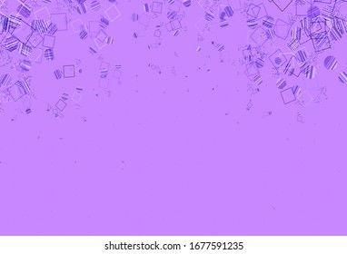 Leichte violette Vektorillustration mit Kristallen, Kreise, Quadraten. Abstrakte Illustration mit Kugeln, Quadraten, Linien. Bestes Design für Poster, Banner.