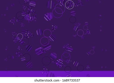 Leichte violette Vektorillustration mit Kristallen, Kreisen. Schöne Illustration mit Kreise, Dreiecke im Naturstil. Muster für Werbespots.