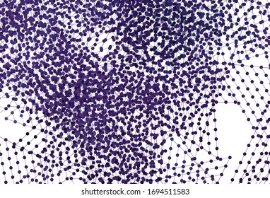 Leichte violette Vektorillustration mit Kristallen, Kreisen. Dekoratives Design im abstrakten Stil mit Linien, Punkten. Modernes Template für die Zielseite.
