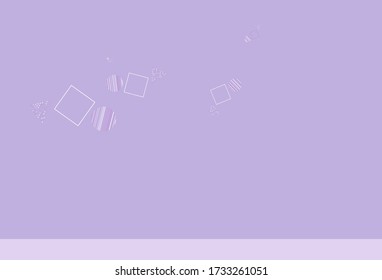 Leicht violette Vektorvorlage mit Kristallen, Kreisen, Quadraten. Illustration mit bunten Kreisen, Dreiecken, Rechtecken. Muster für Broschüren, Faltblätter