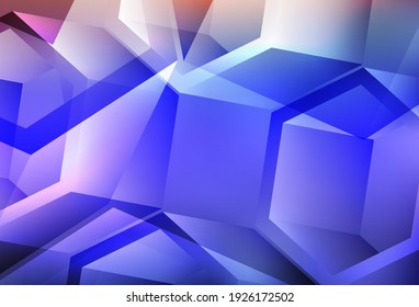 Plantilla de vector púrpura claro con cristales, cuadrados. Líneas, hombus con gradiente colorido. Diseño moderno para su tarjeta de visita.