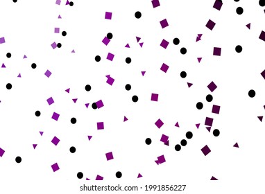 Light Purple vector template with crystals, circles, squares. Glitter abstract illustration with spheres, squares, lines. Pattern for busines ad, booklets, leaflets