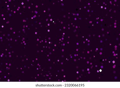 Plantilla de vector púrpura claro con cristales, círculos, cuadrados. Círculos, líneas, rhombus con gradiente colorido. El patrón se puede usar para sitios web.
