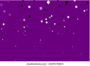 Light Purple vector template with crystals, circles, squares. Decorative design in abstract style with lines, dots, cubes. Pattern can be used for websites.