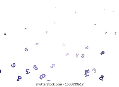 Light Purple vector template with currency. Modern abstract illustration with symbols of digital money. Pattern for financial, investment websites.