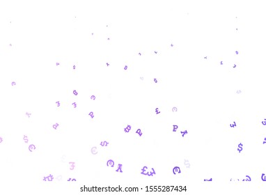 Light Purple vector template with currency. Shining illustration with signs of currency on abstract template. Design for business advert of economic, wealth.