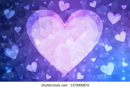 Light Purple vector  template with doodle hearts. Decorative shining illustration with hearts on abstract template. Pattern for valentine's ad, booklets.