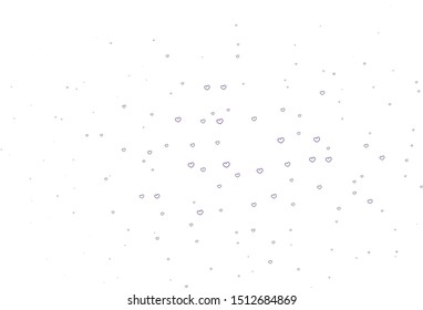 Light Purple vector template with doodle hearts. Blurred decorative design in doodle style with hearts. Design for ad, poster, banner of Valentine Day.