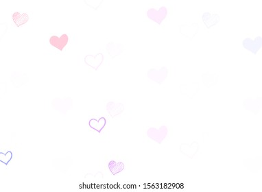 Light Purple vector template with doodle hearts. Hearts on blurred abstract background with colorful gradient. Pattern for valentine's ad, booklets.