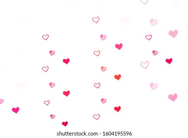 Light Purple vector template with doodle hearts. Blurred decorative design in doodle style with hearts. Pattern for carnival, festival romantic leaflets.