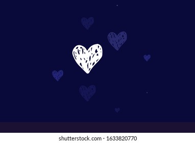 Light Purple vector template with doodle hearts. Illustration with shapes of gradient hearts on blur backdrop. Design for a business advert of anniversary.