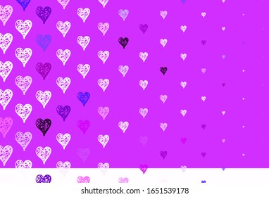 Light Purple vector template with doodle hearts. Smart illustration with gradient hearts in valentine style. Pattern for marriage gifts, congratulations.