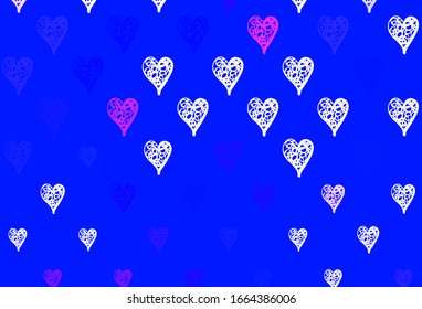 Light Purple vector template with doodle hearts. Decorative design with hearts in simple style . Pattern for valentine's ad, booklets.