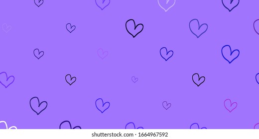 Light Purple vector template with doodle hearts. Illustration with hearts in love concept for valentine's day. Pattern for carnival, festival romantic leaflets.