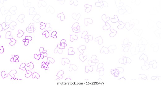 Light Purple vector template with doodle hearts. Hearts on blurred abstract background with colorful gradient. Design for your business advert of anniversary.