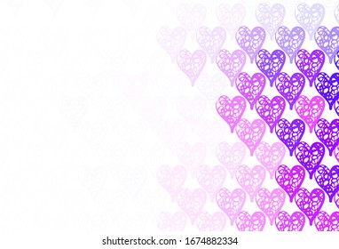 Light Purple vector template with doodle hearts. Decorative design with hearts in simple style . Design for a business advert of anniversary.