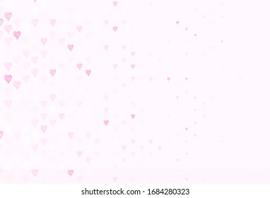 Planta ligera vectorial púrpura con corazones de garabatos. Ilustración con formas de corazones degradados sobre fondo borroso. Diseño para un anuncio de aniversario de negocios.