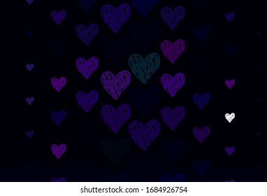 Light Purple vector template with doodle hearts. Decorative design with hearts in simple style . Pattern for carnival, festival romantic leaflets.