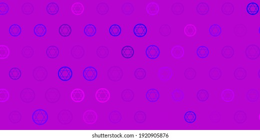 Light Purple vector template with esoteric signs. Illustration with magical signs of spiritual power. Best design halloween events.