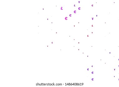 Light Purple vector template with EUR, JPY, GBP. Blurred design in with symbols of EUR, JPY, GBP. Template for ads of markets, loans.