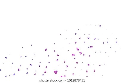 Light Purple vector template with Euro, Dollar, Yen. Illustration with EUR, USD, JPY signs on white template. Best design for your ad, poster, banner of money.