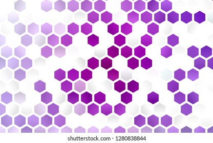 Light Purple vector template in hexagonal style. Illustration of colored hexagons on white surface. New design for website's poster, banner.