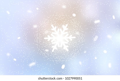 Light Purple vector template with ice snowflakes. Shining colored illustration with snow in christmas style. The pattern can be used for new year leaflets.