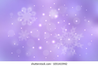 Light Purple vector template with ice snowflakes. Shining colored illustration with snow in christmas style. New year design for your ad, poster, banner.