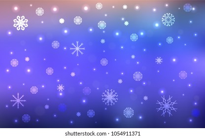 Light Purple vector template with ice snowflakes. Modern geometrical abstract illustration with crystals of ice. The pattern can be used for year new  websites.