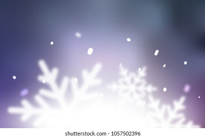 Light Purple vector template with ice snowflakes. Shining colored illustration with snow in christmas style. The pattern can be used for new year leaflets.