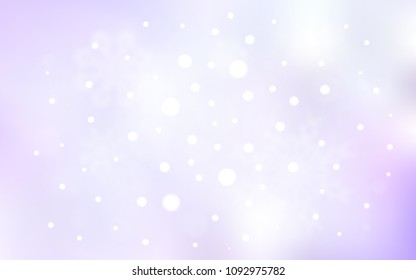 Light Purple vector template with ice snowflakes. Snow on blurred abstract background with gradient. The template can be used as a new year background.