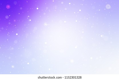 Light Purple vector template with ice snowflakes. Shining colored illustration with snow in christmas style. New year design for your business advert.