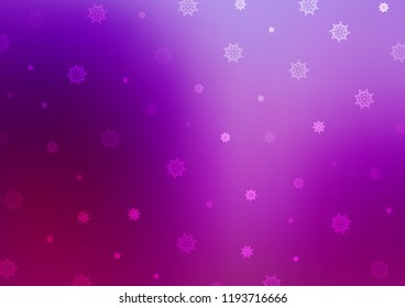 Light Purple vector template with ice snowflakes. Glitter abstract illustration with crystals of ice. The pattern can be used for new year ad, booklets.